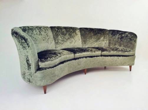 Ico Parisi vintage sofa kidney shape, reupholstered, 1950`s ca, Italian